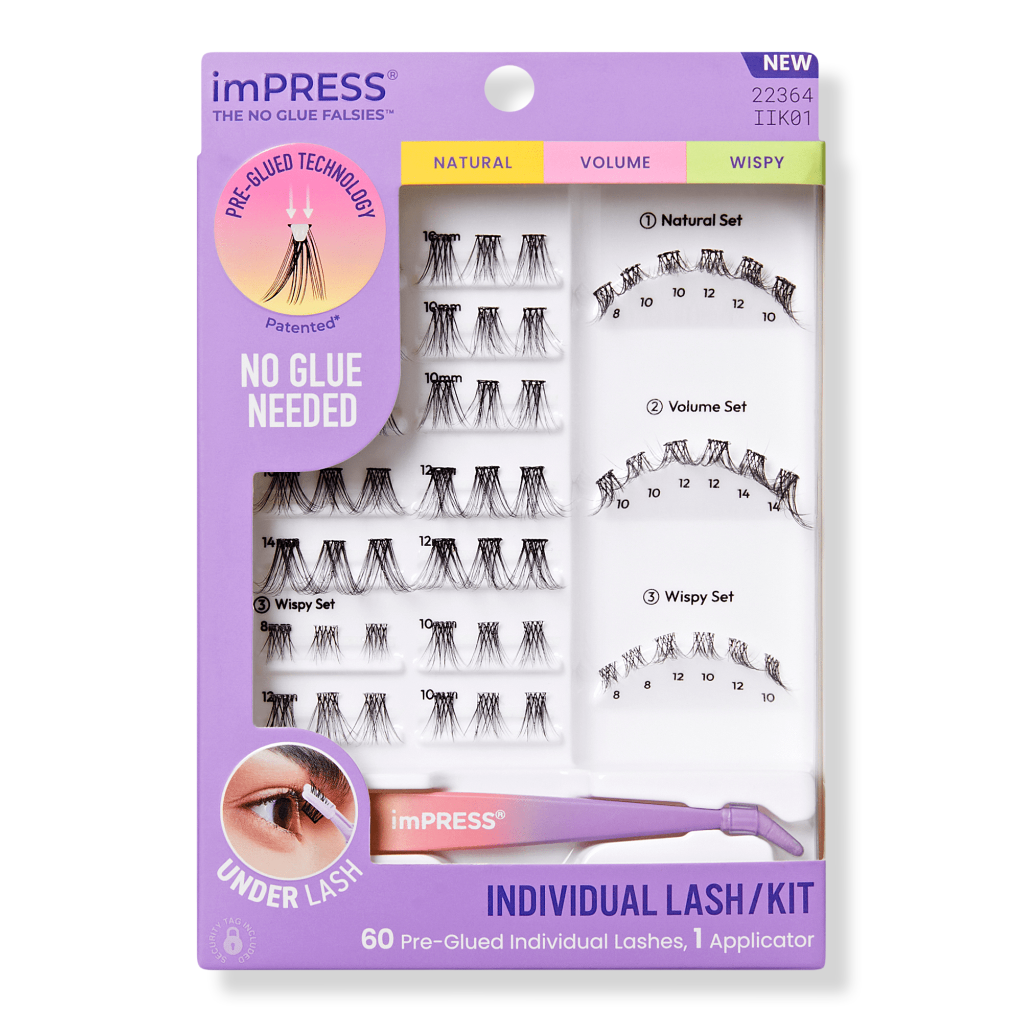 Kiss imPRESS Individual Pre-Glued Lash Clusters Kit #1