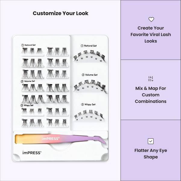 Kiss imPRESS Individual Pre-Glued Lash Clusters Kit #7