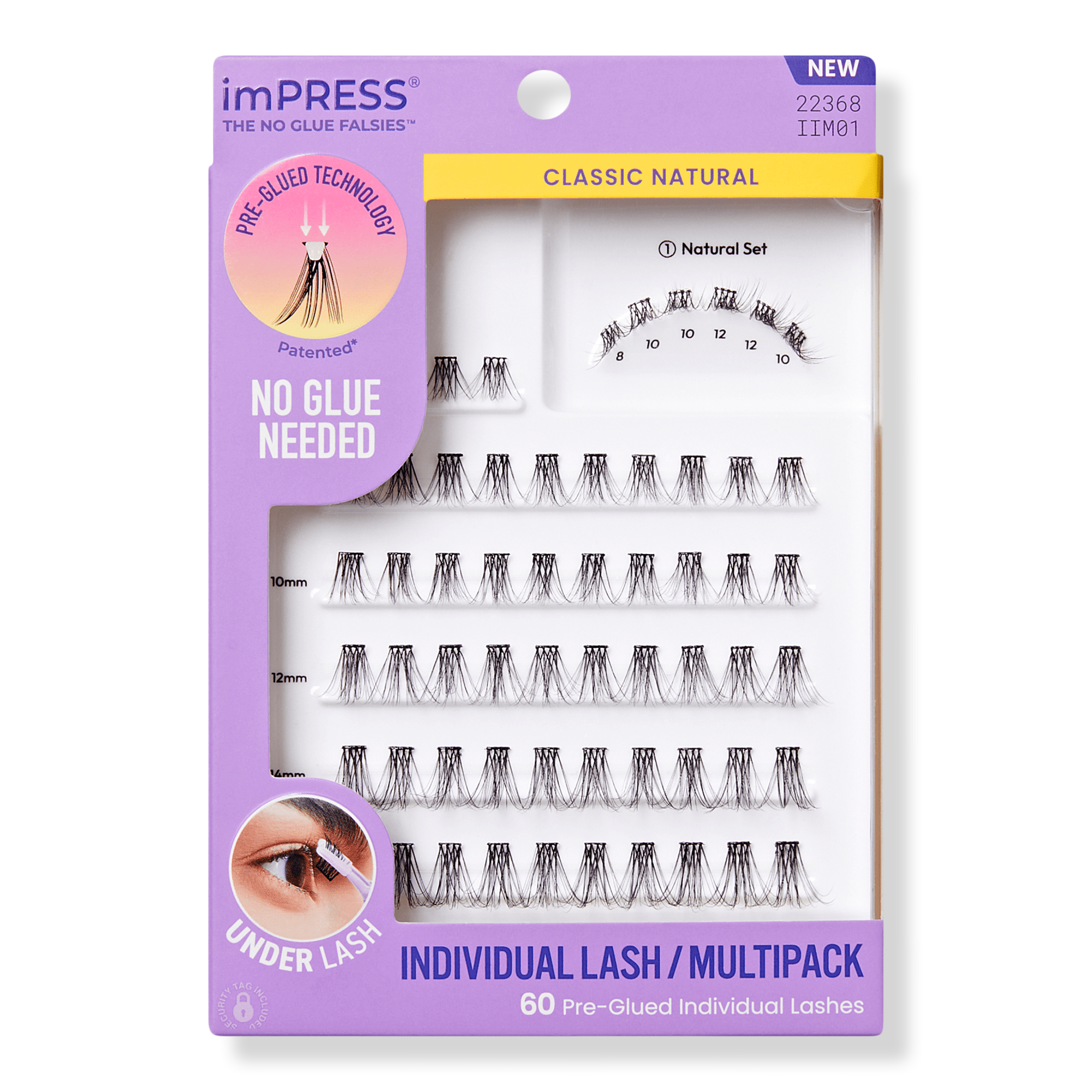 Kiss imPRESS Individual Multipack, Classic Natural Pre-Glued Lash Clusters Kit #1