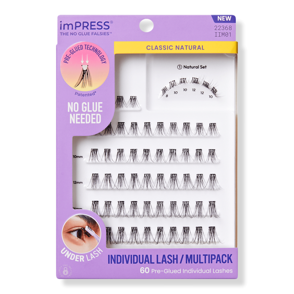 Kiss imPRESS Individual Multipack, Classic Natural Pre-Glued Lash Clusters Kit #1