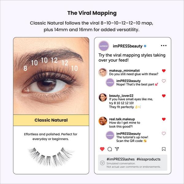 Kiss imPRESS Individual Multipack, Classic Natural Pre-Glued Lash Clusters Kit #5