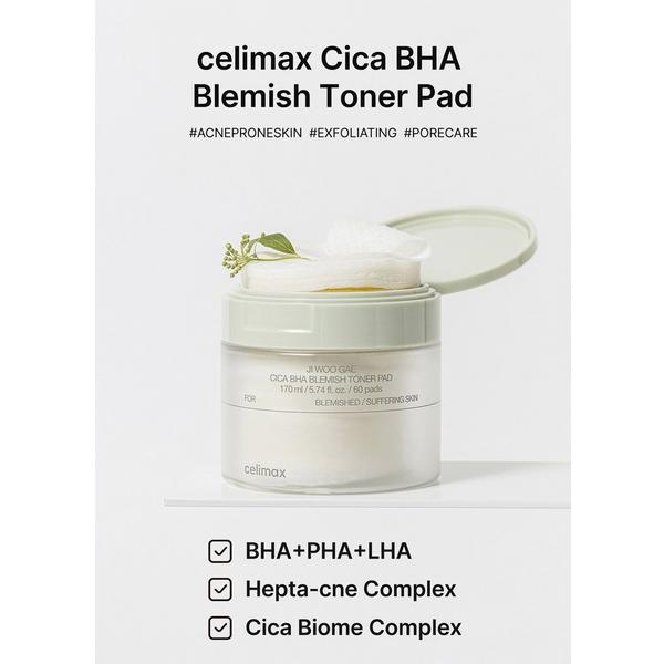 celimax Jiwoogae Cica BHA Blemish Toner Pad #2