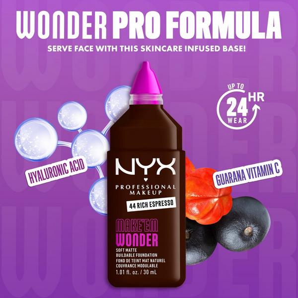 NYX Professional Makeup Make 'EM Wonder, 24H Soft Matte Foundation #3