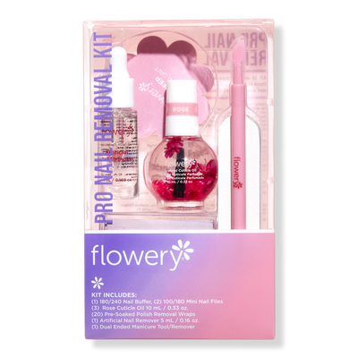 Flowery Pro Nail Removal Kit with Artificial Nail Remover & Pre-Soaked Pads