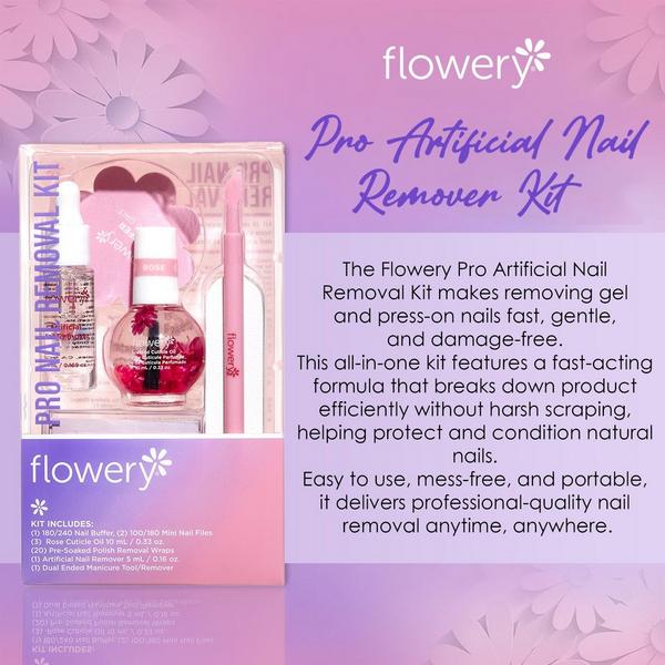 Flowery Pro Nail Removal Kit with Artificial Nail Remover & Pre-Soaked Pads #4