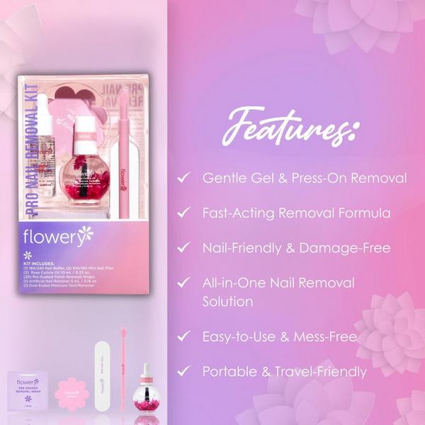 Flowery Pro Nail Removal Kit with Artificial Nail Remover & Pre-Soaked Pads #5