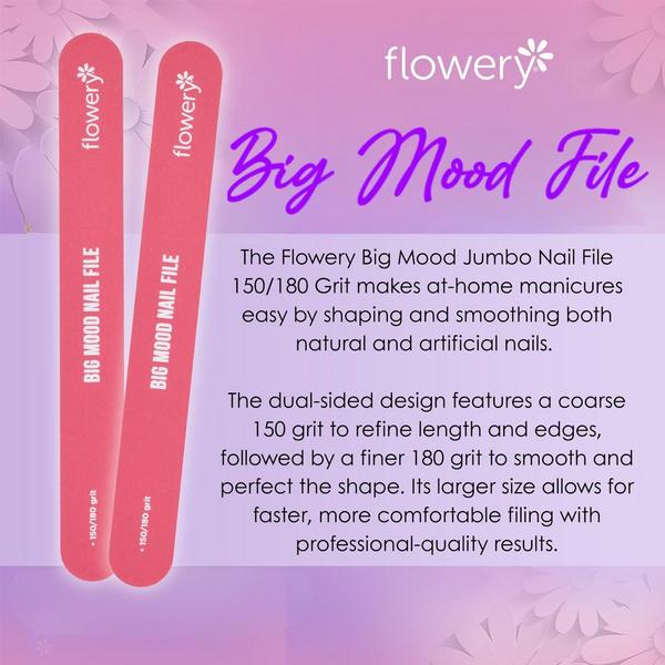 Flowery Big Mood Jumbo Nail File 150/180 Grit for Shaping & Smoothing Nails #6