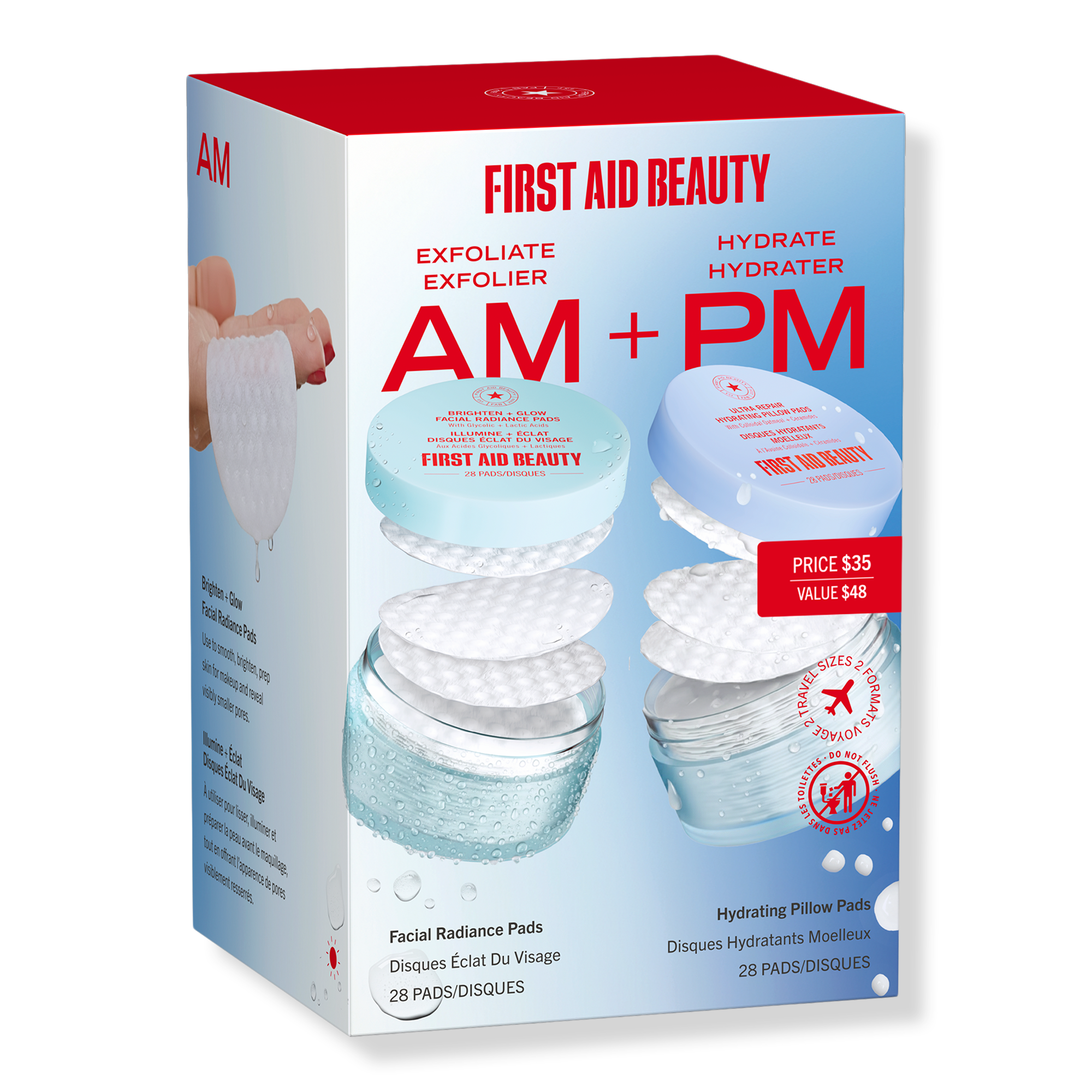 First Aid Beauty Exfoliate AM + Hydrate PM Travel Size Skincare Pads Duo #1
