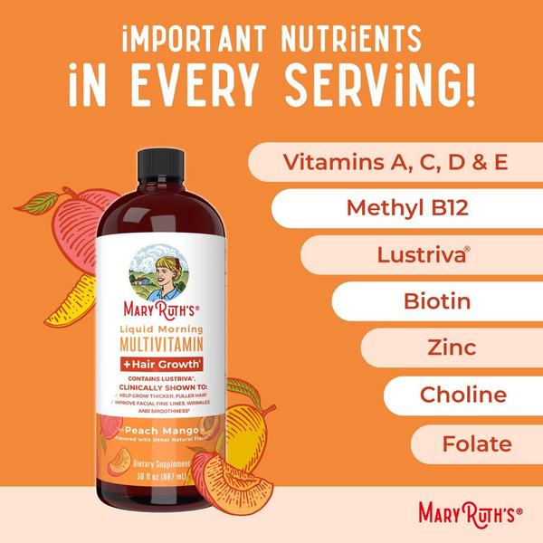 MaryRuth's Liquid Morning Multivitamin + Hair Growth Peach Mango #2