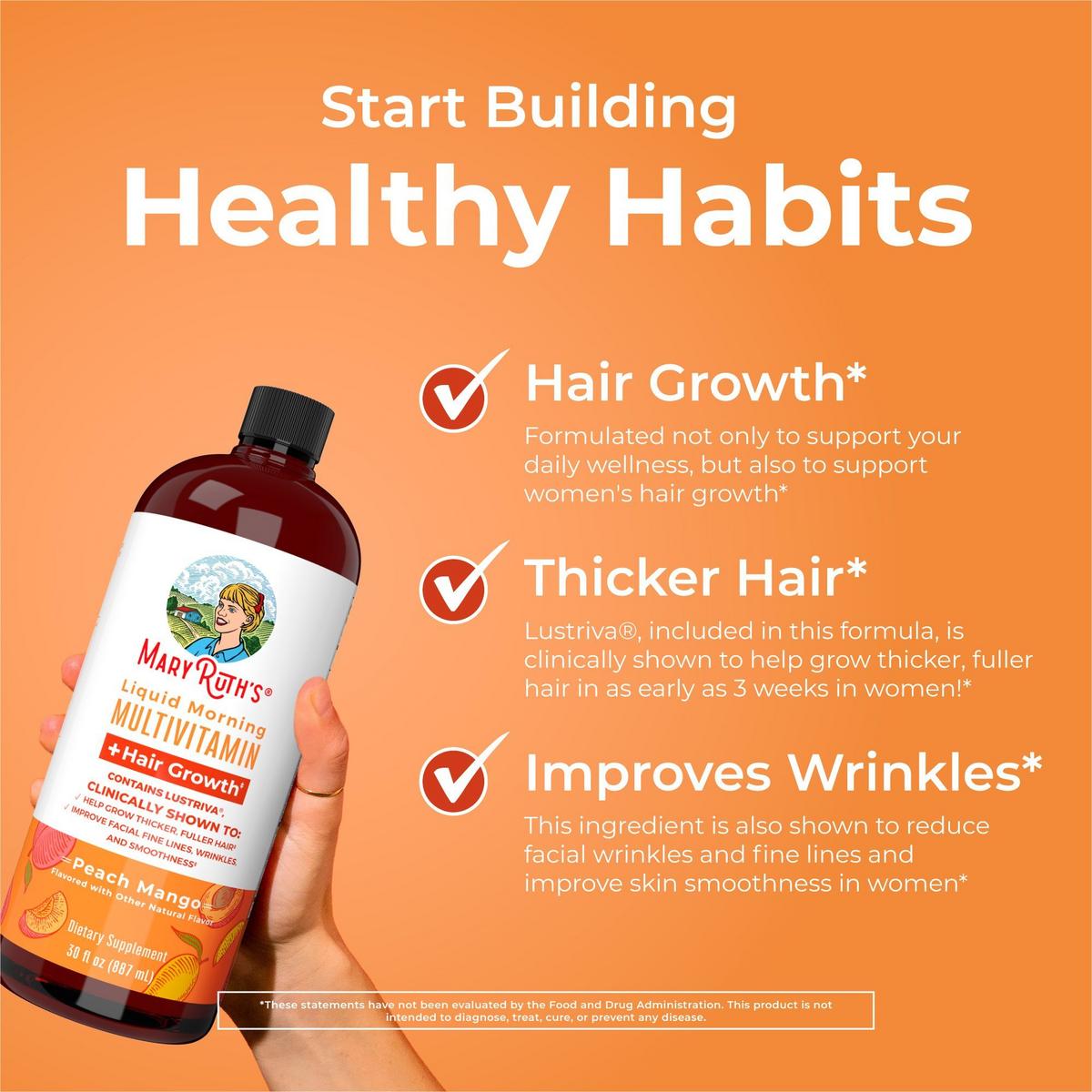 Liquid Morning Multivitamin + Hair Growth Peach Mango - 30 oz