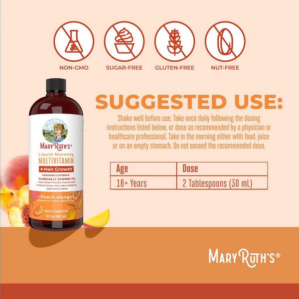 MaryRuth's Liquid Morning Multivitamin + Hair Growth Peach Mango #5