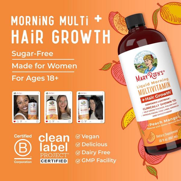 MaryRuth's Liquid Morning Multivitamin + Hair Growth Peach Mango #7
