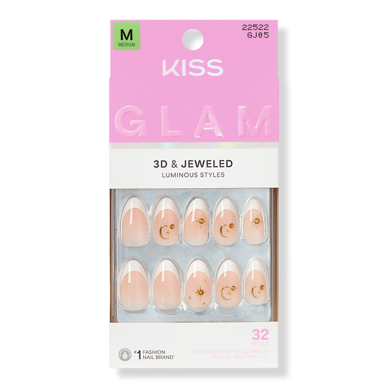 Kiss - Glam Jeweled Medium Almond Press On Nails, Zephyr | Ulta Beauty