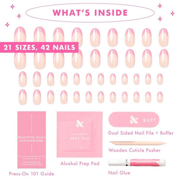 Olive & June Instant Mani Press-On Nails Pink Chrome French #3