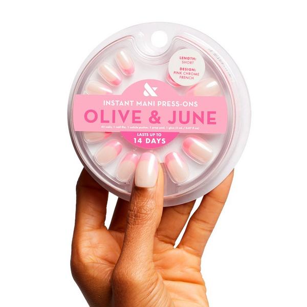 Olive & June Instant Mani Press-On Nails Pink Chrome French #4