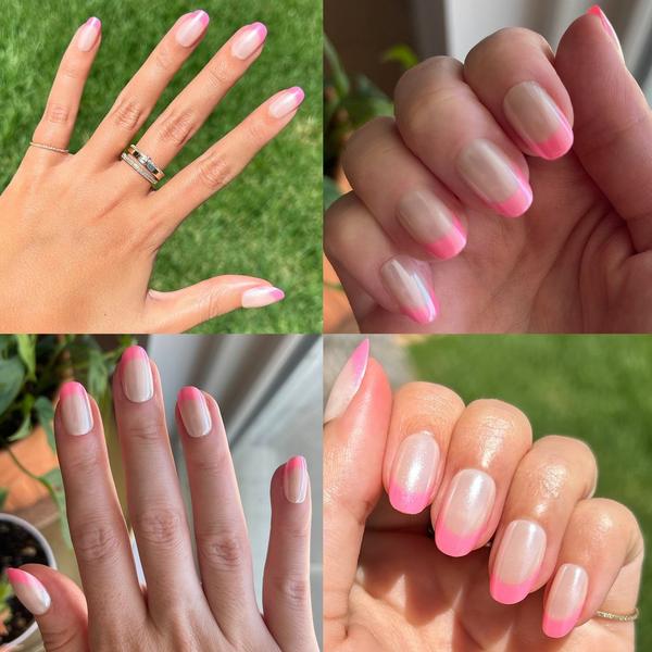 Olive & June Instant Mani Press-On Nails Pink Chrome French #7