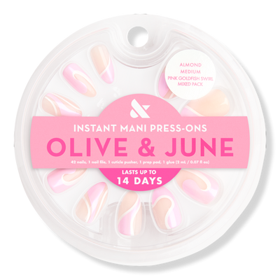 Olive & June Instant Mani Press-On Nails Pink Goldfish Swirl Mixed