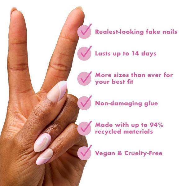 Olive & June Instant Mani Press-On Nails Pink Goldfish Swirl Mixed #5