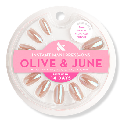 Olive & June Instant Mani Press-On Nails Taupe Jelly Chrome