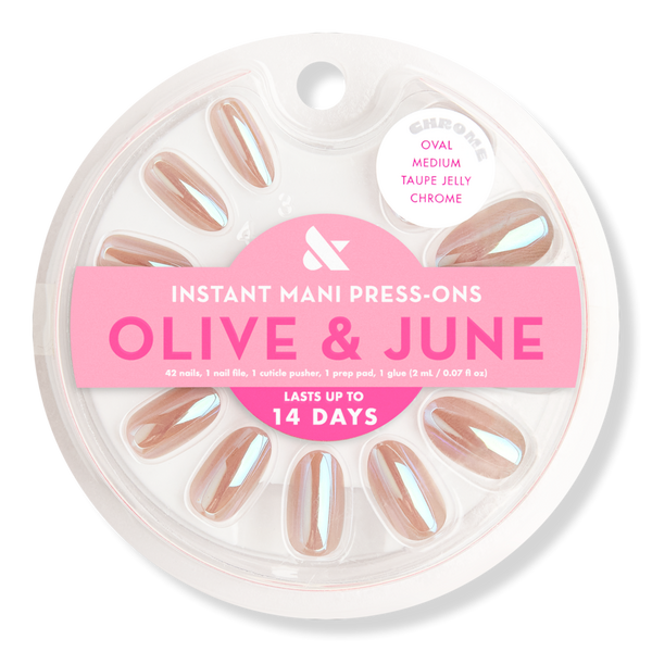 Olive & June Instant Mani Press-On Nails Taupe Jelly Chrome #1
