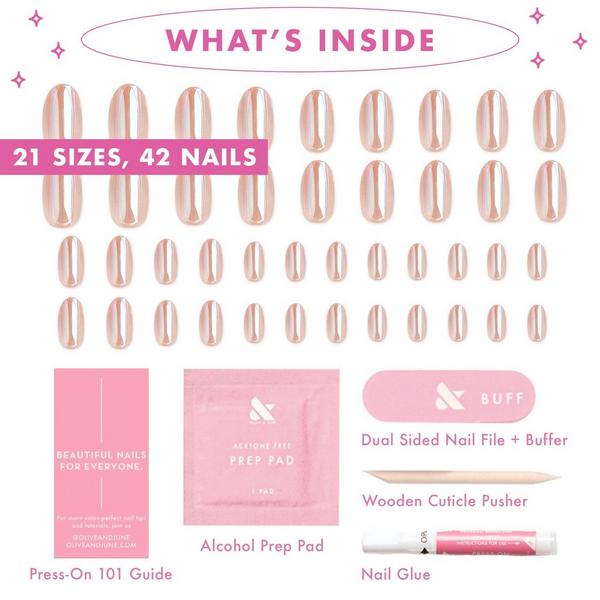 Olive & June Instant Mani Press-On Nails Taupe Jelly Chrome #3