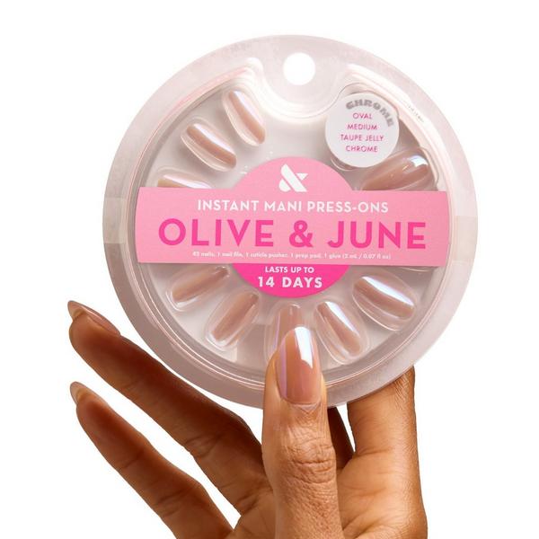 Olive & June Instant Mani Press-On Nails Taupe Jelly Chrome #4