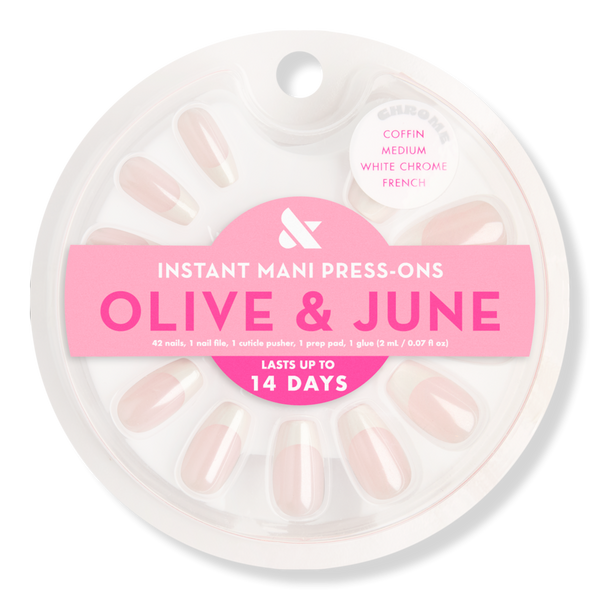 Olive & June Instant Mani Press-On Nails White Chrome French #1