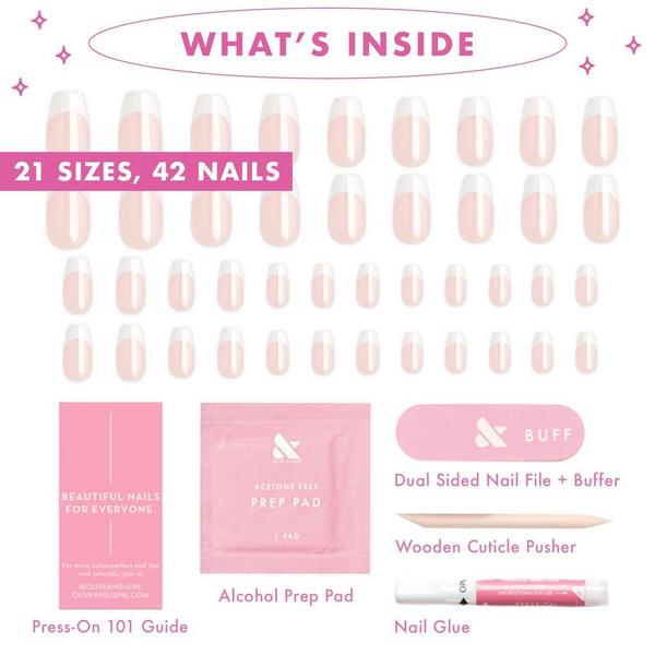 Olive & June Instant Mani Press-On Nails White Chrome French #3