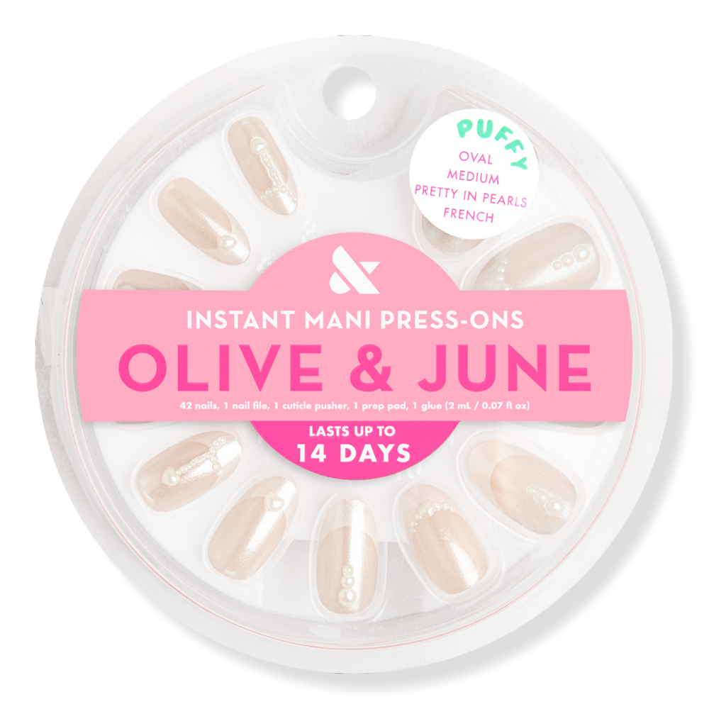 Olive & June Instant Mani Press-On Nails Pearl Heart French