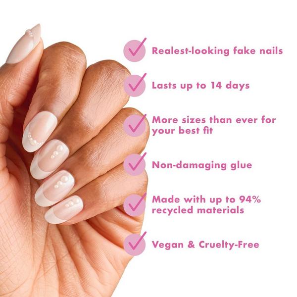 Olive & June Instant Mani Press-On Nails Pearl Heart French #5