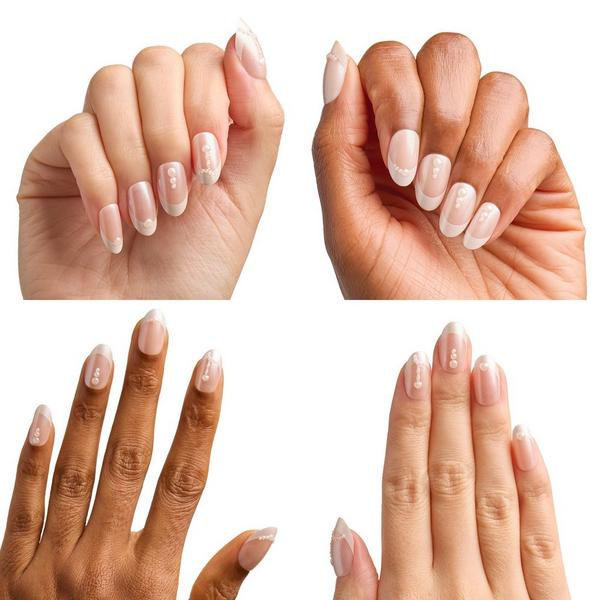 Olive & June Instant Mani Press-On Nails Pearl Heart French #7