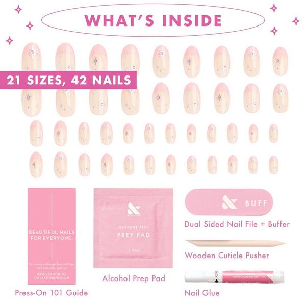 Olive & June Instant Mani Press-On Nails Star Gem French #3