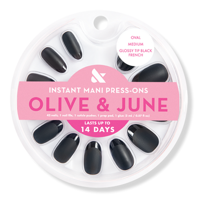 Olive & June Instant Mani Press-On Nails Glossy Tip Black French