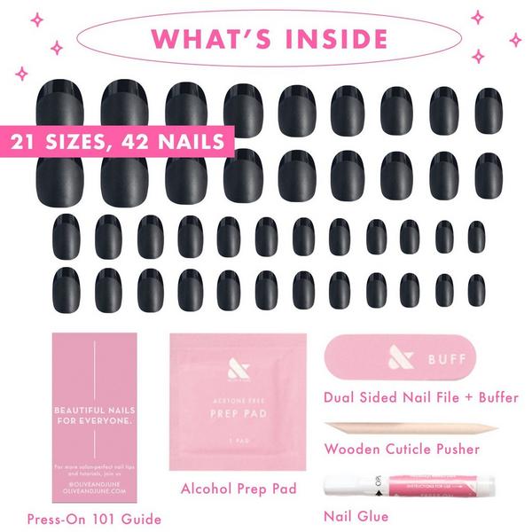 Olive & June Instant Mani Press-On Nails Glossy Tip Black French #3