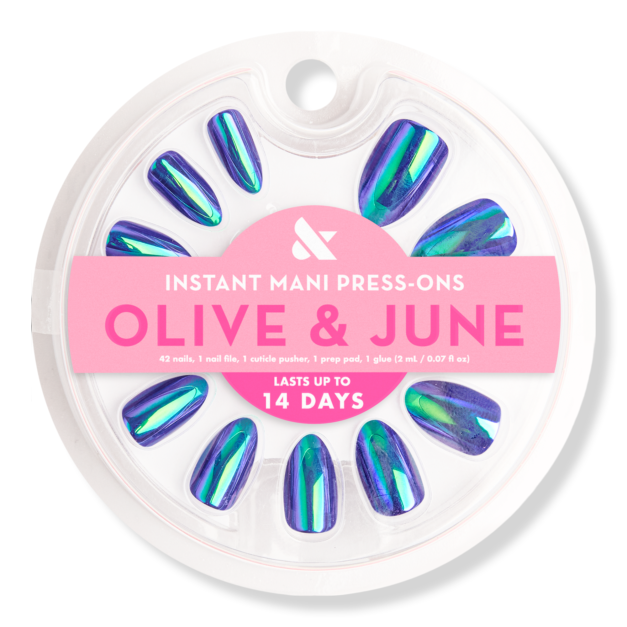 Olive & June Instant Mani Press-On Nails Electric Blue Iridescent #1