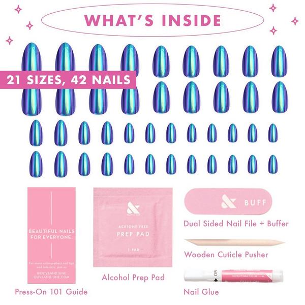 Olive & June Instant Mani Press-On Nails Electric Blue Iridescent #3