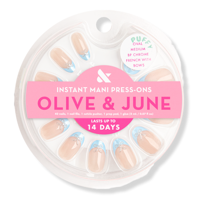 Olive & June Instant Mani Press-On Nails Chrome French Bows