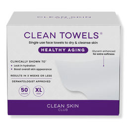 Clean Skin Club Clean Towels Healthy Aging Disposable Face Towels - 50 ct