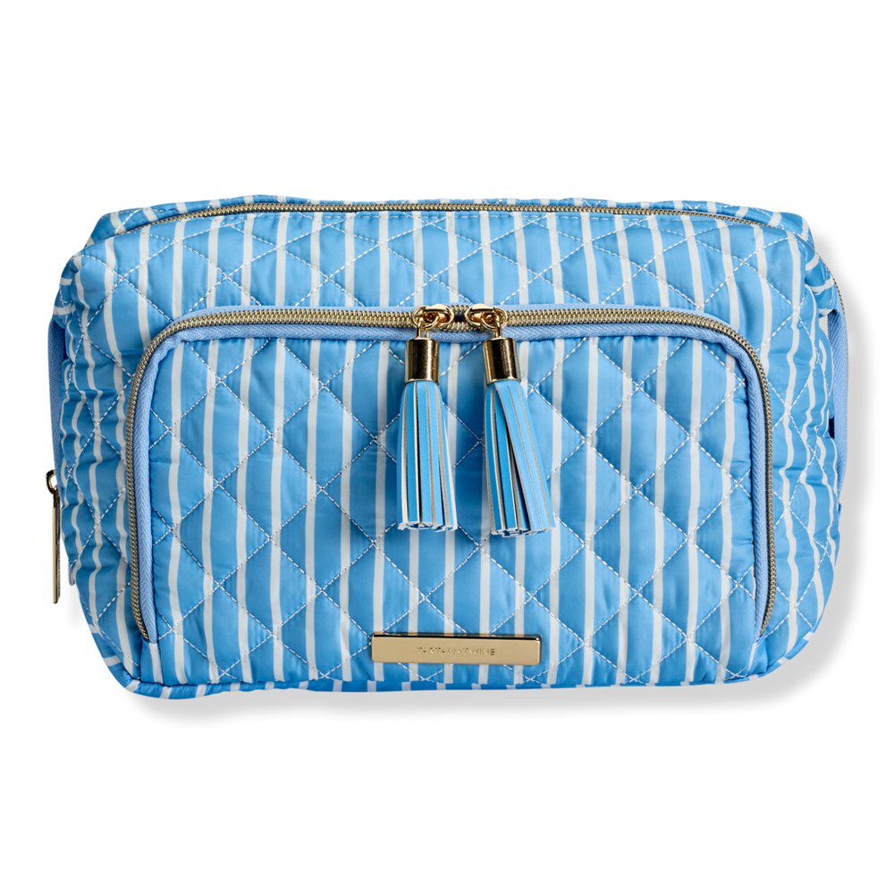 Tartan + Twine Blue Pinstripe Double Zip Toiletry Bag