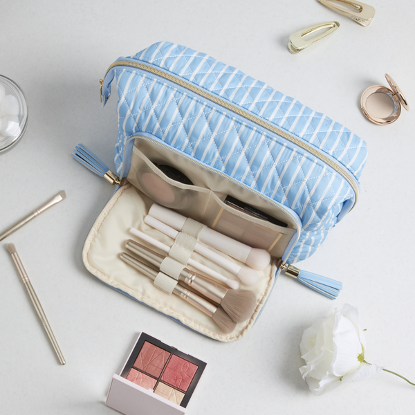 Tartan + Twine Blue Pinstripe Double Zip Toiletry Bag #4