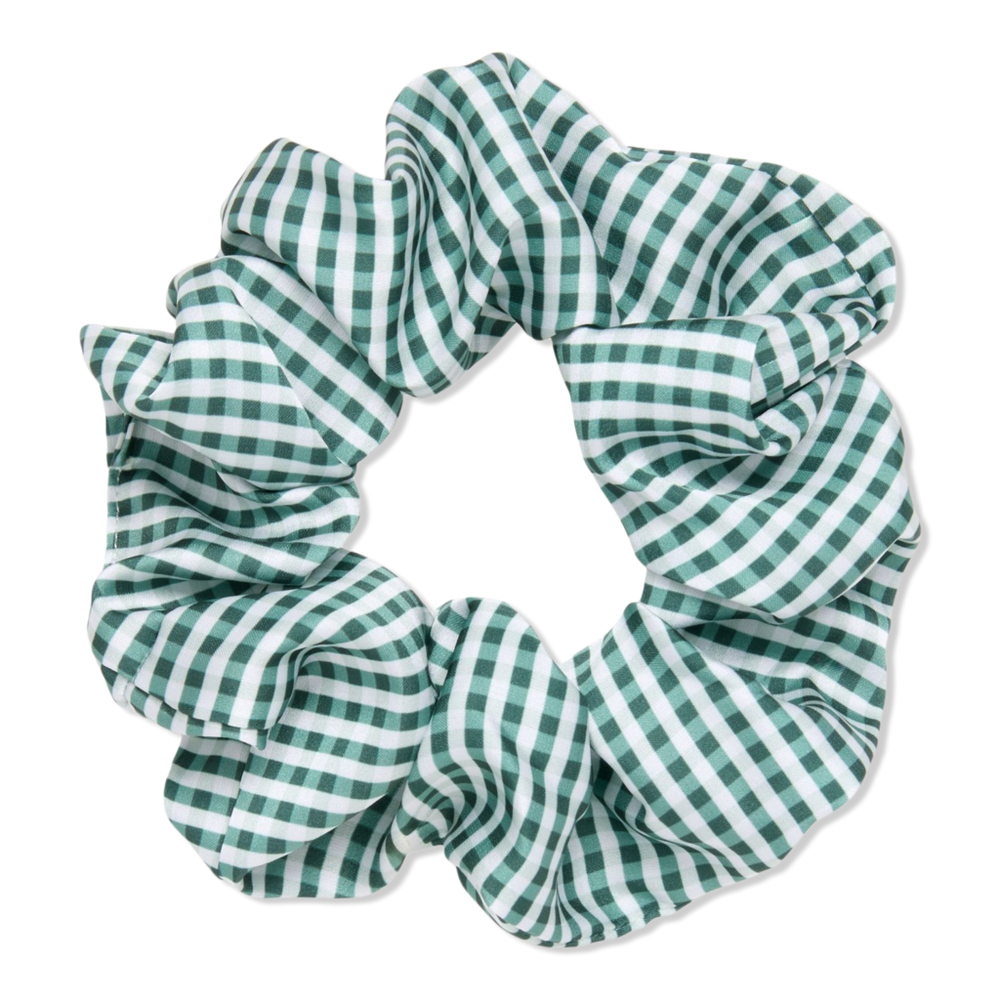 Wet Brush x Hill House Large Silk Scrunchie - Green Gingham