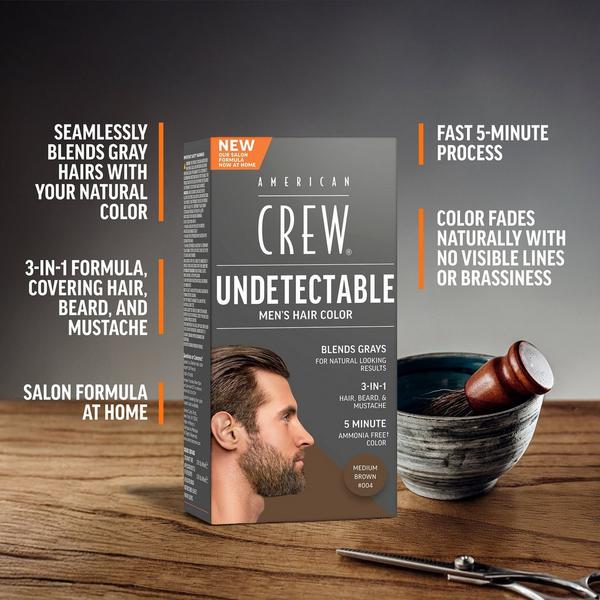 American Crew Undetectable Men's Hair Color Demi-Permanent Hair Dye #4