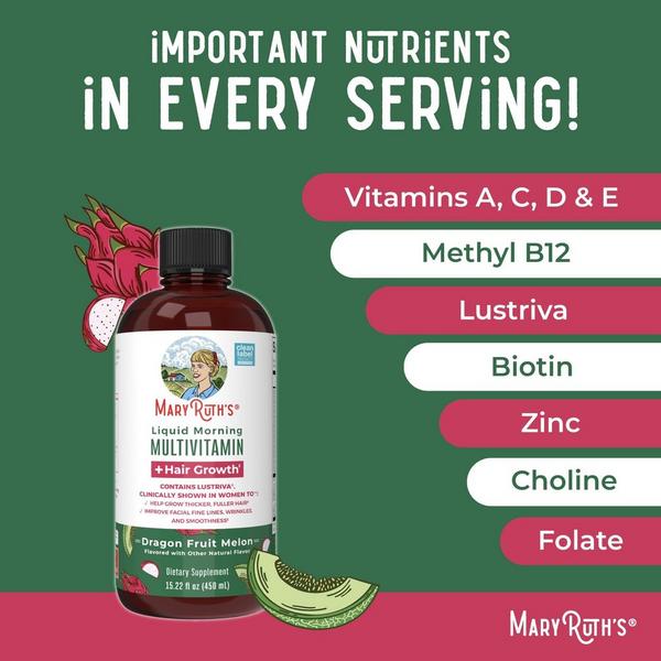 MaryRuth's Liquid Morning Multivitamin + Hair Growth Dragonfruit Melon #2