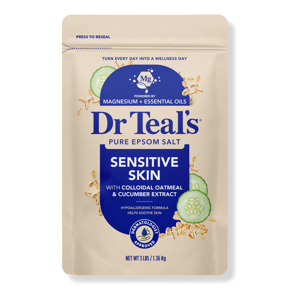 Dr Teal's Pure Epsom Salt Soak, Sensitive Skin with Oatmeal & Cucumber