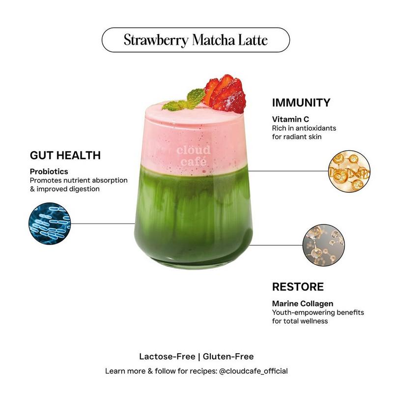 clöud café - Strawberry Matcha Strawberry Matcha Latte Collagen-Infused  Beauty Booster