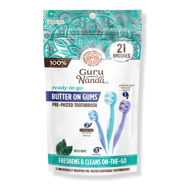 GuruNanda 6-in-1 Ready To Go 2.0 Butter On Gum Disposable Toothbrushes #1