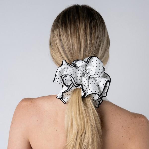 The Hair Edit Ruffled Polka Dot Oversized Scrunchie by Danielle Bernstein #4