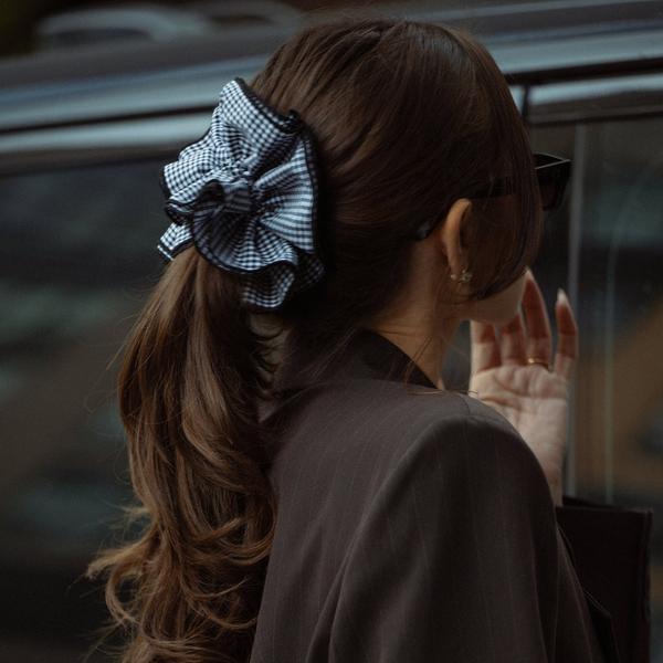 The Hair Edit Ruffled Gingham Oversized Scrunchie by Danielle Bernstein #2