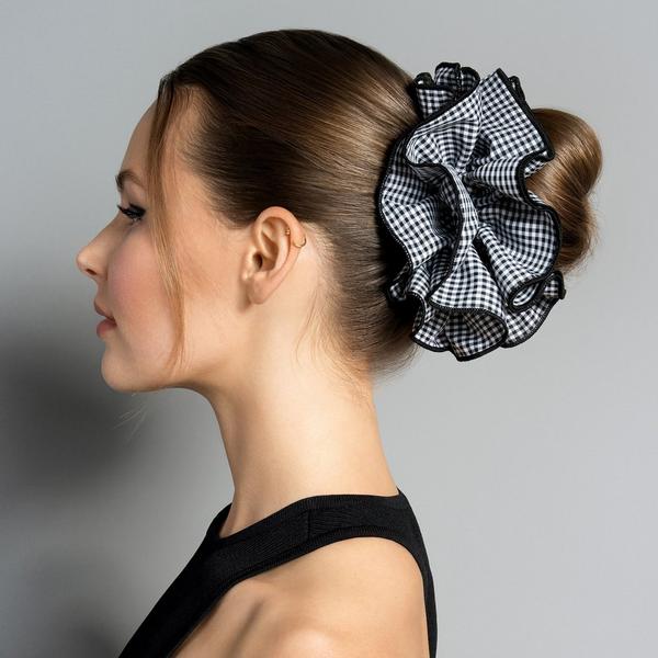 The Hair Edit Ruffled Gingham Oversized Scrunchie by Danielle Bernstein #3