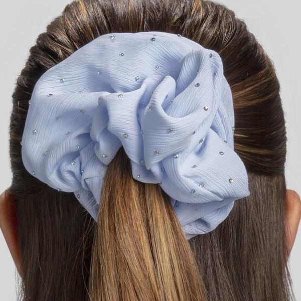 Conair Accessories Blue Jumbo Scrunchie with Rhinestones #5